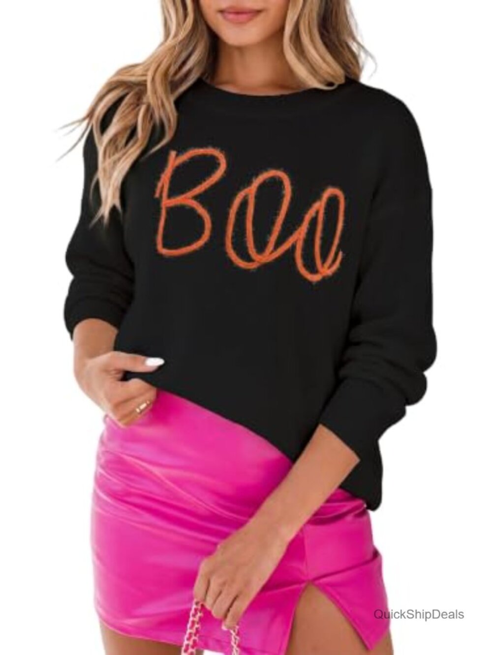 LEMAFER Women's Merry Christmas Sequin Letter Sweater Long Sleeve Pullover